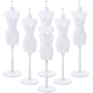 lot 5495 image: HOMSFOU 6Pcs Mini Doll Dress Display Stands White Doll Clothes Rack Mannequin Holder for Dollhouse Accessories 10.03X2.55X2.55In