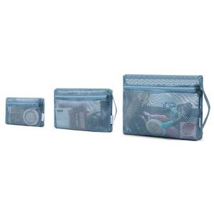 lot 5496 image: NOL Natural Organic Lifestyle 3-Pack Mesh Travel Toiletry Bags - Clear Zipper Travel Organizer, Airport Carry-On Compliant Reusable Cosmetic Makeup Bag for Women & Men (Dusty blue)