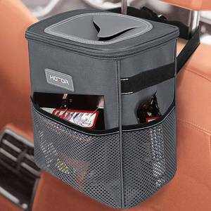 lot 5500 image: HOTOR Car Trash Can, Multifunctional Car Accessory for Interior Car Stuff Storage with Compact Design, Waterproof Car Organizer and Storage with Adjustable Straps, Magnetic Snaps, 2 Gallons, Gray