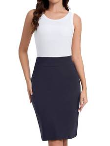 lot 5501 image: ZXIHZF Womens Classic Fit Straight Pencil Skirt Stretch High Waist Knee OL Skirt (US, Alpha, Large, Regular, Regular, Navy Blue)