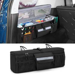 lot 5504 image: GRAOSO Car Trunk Organizer Compatible with Toyota FJ Cruiser 2007-2021, Rear Storage Bag with 3 Pieces of 1.5 Wide Hook&Loop Tapes, 2 Adjustable Hanging Loops, Multiple Pockets, Black