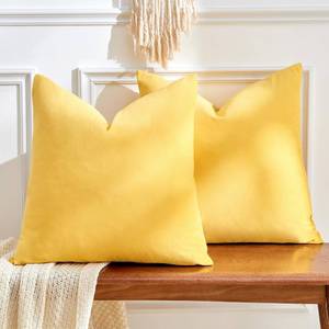 lot 5507 image: GriNeed Throw Pillow Covers Yellow Set of 2 18x18 Inch Pillow Covers, Soft Velvet Fall Decorative Cases for Couch Sofa Bed, Home Boho Decor, Modern Farmhouse Cushion Covers