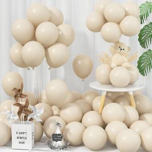 lot 5517 image: Jobkoo White Sand Balloons 5 Inch, 60 Pcs Small Beige Latex Cream 5 Mini Matte Retro Off-White Neutral Helium for Birthday Wedding Baby Shower Party Decorations