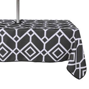 lot 5524 image: LUSHVIDA Moroccan Outdoor Tablecloth with Umbrella Hole and Zipper, 60 x 102 Inch Black, Rectangle Waterproof Wrinkle Free
