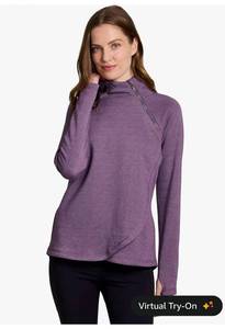 lot 5529 image: RBX Activewear Womens Fleece Sweatshirt Fashion Pullover With Pockets, Zip Mock Neck and Thumb Holes XL