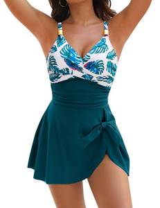 lot 5540 image: Blooming Jelly Womens Tummy Control Bathing Suits One Piece Swimsuits Slimming 2026 Swimdress (XXL, TropicalBlue Green)