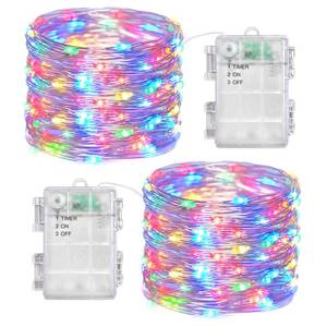 lot 5178 image: Fairy Lights Battery Operated String Lights 2 Pack 100 LED Waterproof Copper Wire Twinkle Christmas Light with Timer Outdoor Light for Wedding Party Indoor DIY Decor (Multi-Colored)
