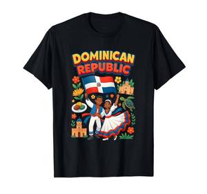 lot 5179 image: Dominican Republic Culture Pride Folkloric Dance Fancy Dress T-Shirt XS white