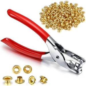 lot 5183 image: Mudder 301 Pcs Grommet Eyelet Pliers Tool Kit, Fabric Leather Hole Eyelets and Grommets Punch Pliers with 300 Metal Eyelets for Belt Shoes Cloths(14 Inch,Gold)
