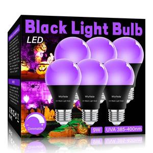 lot 5221 image: Wiyifada LED Black Light Bulbs 6 Pack, A19 9W UV Black Light Replace Up to 100W, 120V E26 Base UVA Level 385-400nm, Glow in The Dark for Body Pain, Blacklights Party, Halloween