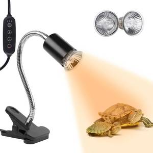 lot 5226 image: LUCKY HERP Reptile Heat Lamp with Clamp, Aquarium Turtle Tank Basking Light with 360° Rotatable Timing & Dimming and 2 Pack 50W UVA UVB Heat Light Bulb for Turtle Tortoise Lizard