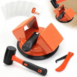 lot 5227 image: Floor Gap Fixer Tool Flooring Repair Tool with Dual 45° Striking Surface &amp Suction Cup for Laminate &amp Vinyl Plank (LVPSPC) Floors, Floor Gap Puller Kit with Rubber Mallet, 6 Sticky Pads &amp Scraper