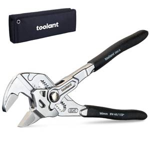 lot 5239 image: toolant 7-Inch Chrome Plated Pliers Wrench, CR-V Adjustable Wrench with Anti-Rust Coating, Smooth Parallel Jaws, Rubber Anti-Slip Grip and Storage Pouch for Home Repair, Plumbing, Nuts, Water Pipes