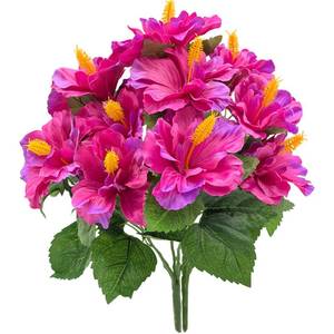 lot 5249 image: MXBNCYA 2Pcs Artificial Outdoor Flowers Silk Fake Hibiscus Tropical Flowers Spring Summer Decor UV Resistant Faux Tropical Flowers for Outside Planter Porch Patio Garden Window Home