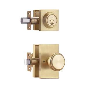lot 5255 image: parro Brushed Gold Door Knobs with Deadbolt for Front Door & Living Room