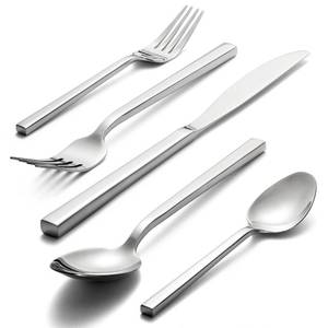 lot 5274 image: Alata Cube 20-Piece Forged Stainless Steel Flatware Set Cutlery Set,Silverware Set Service for 4,Mirror Finish,Dishwasher Safe