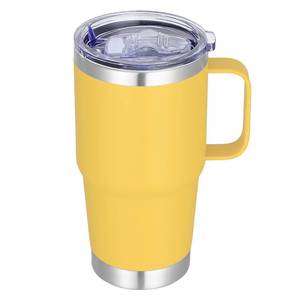 lot 5275 image: Abbrevi 20 oz Stainless Steel Tumbler with Handle Metal Insulated Coffee Travel Mug with Handle Double Wall Tumbler Cup with Lid and Straw, Yellow 1 Pack