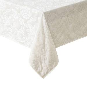 lot 5277 image: Laura Ashley Annaleigh Tablecloth Jacquard Fabric, Wrinkle Resistant for Dining, Holiday, Party, Wedding or Banquet, 60 x 102, Ivory