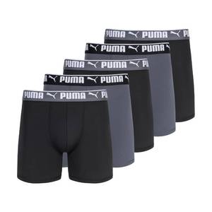 lot 5281 image: PUMA Mens 5 Pack Performance Boxer Briefs, Black Grey, Large