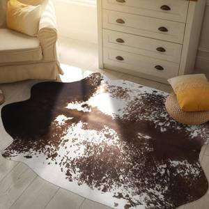 lot 5298 image: B BENRON Western Small Cowhide Rug, Faux Cow Hide Rugs for Living Room Bedroom Home Decor, Non Slip Cute Rug with Irregular Animal Skins and Hides, Coffee Brown, 2.9 x 3.9ft