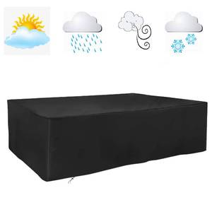 lot 5299 image: FLR 120x54x38inches Patio Table Cover Veranda Rectanguler Black Waterproof Outdoor Dinner Protector Dust-Proof Table Desk Cover Furniture Covers with Storage Bags for Garden Outdoor Indoor Furniture