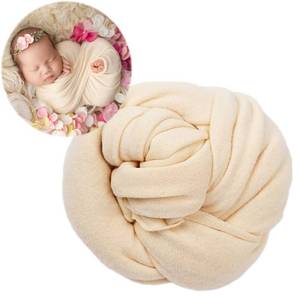 lot 5303 image: Zeroest Newborn Baby Photo Outfits Props Stretch Blanket Infant Boy Girl Photography Velvet Wraps for Baby Photo Shoot Newborn Photography Wraps (Beige)