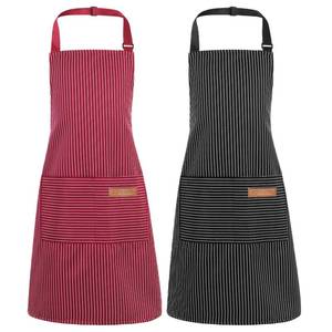 lot 5306 image: XLSXEXCL 2 Pack Stripes Kids Apron with 2 Pockets, Cute Kids Apron for Boys & Girls, Adjustable Chef Apron for Cooking, Cleaning, Painting (BlackRed, 45x50cm)