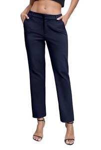 lot 5309 image: Urban CoCo Womens Elastic Waisted Dress Pants Business Work Casual Stretch Slacks with Pockets(L, Navy Blue)