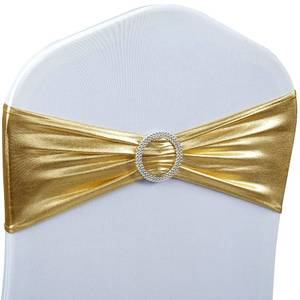 lot 5310 image: Spandex Chair Sashes Bows - Babenest 30PCS Premium Stretch Chair Cover Band with Buckle Slider Universal Elastic Chair Ties (Metallic Gold)