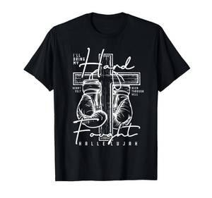 lot 5311 image: Hard Fought Hallelujah Trending Jesus Faith Christian Cross T-Shirt Large
