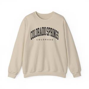lot 5312 image: CUSTOMI Colorado Springs Colorado Adult Unisex Crewneck Sweatshirt, Sand, S