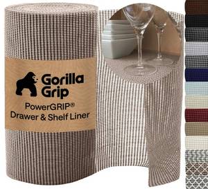 lot 5321 image: GORILLA GRIP powerGRIP Drawer Shelf and Cabinet Liner, Thick Strong Hold, Non-Adhesive Liners Protect Kitchen Cabinets and Cupboard, Bathroom Drawers, Easy Install, Breathable Mat, 12 x10, Beige