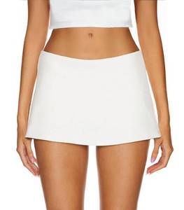 lot 5322 image: AnotherChill Womens Low Waist Micro Mini Skorts Skirt with Built-in Shorts Sexy Stretch Black Skirts Basic Summer Outfits (White, Small)