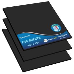 lot 5326 image: Mega Format PVC Sheet, Expanded PVC Plastic Sheets, ABS Plastic Sheet - 12 X 12 Thin Rigid Plastic Sheet, Black PVCSheets for Crafts, Sintra Board, 14 Thick (3 PK)