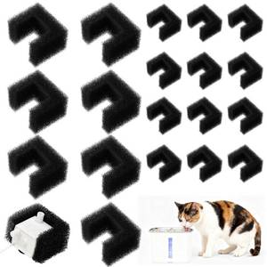 lot 5329 image: Enhon 20 Pack Foam Filters Replacement for Pet Fountains Compatible with Petsafe Viva 64oz & 140oz, Cat Dog Drinking Water Fountain Sponge Filters for Debris Removal, Pump Protection(Black)