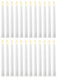 lot 5334 image: Treela 24 Pcs Flameless Taper Candles Battery Operated Bulk Fake Candles Light LED Candle Sticks Flickering Tapered for Easter Wedding Anniversary Decoration(Basic,8 Inch,White)
