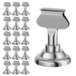 lot 5338 image: Urban Deco 16PK Table Number Holders Place Card Holders 1.7 Inch Table Card Holders Steel Card Holders for Photos, Food Signs, Memo Notes, Weddings(Silver)