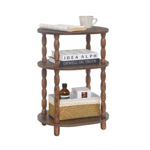 lot 5351 image: MaxSmeo Side Table, 3-Tier Small End Table, Modern Oval Night Stand Accent Table for Living Room, Bedroom, Rustic Brown