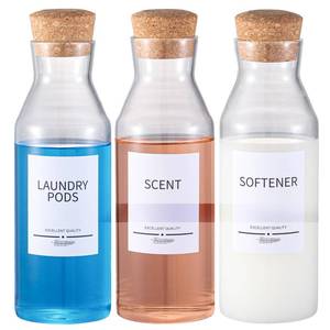 lot 5352 image: 3Pack Glass Laundry Detergent Dispenser with 7Pcs Labels,40oz Liquid Laundry Detergent Dispenser,Laundry Containers for Organizing Liquid Detergent Dispenser Laundry Soap Dispenser