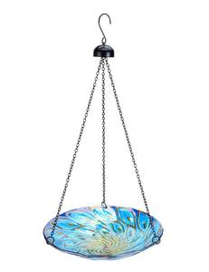 lot 5353 image: MUMTOP 11 inch Hanging Bird Bath Glass BirdBath Peacock Outdoor Birdfeeder for Garden Yard Decoration