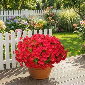 lot 5357 image: Hotop 20 Bundles Artificial Flowers for Outdoors Decoration Fake Silk Morning Glory with Eucalyptus UV Resistant Realistic Faux Flowers for Spring Summer Patio Garden Porch Home Decor(Red)