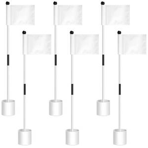 lot 5365 image: Lenwen 6 Set Golf Flagstick Golf Pin Flag Hole Cup Set Putting Green Poles Nylon Practice Portable Putting Green Gifts for Yard Backyard Garden Driving Range(3ft,Simple)