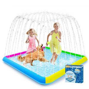 lot 5366 image: Raxurt Splash Pad, 130- 98 Non-Slip Splash Pad for Kids and Dogs, Thickened Durable Square Dog Pool with Sprinkler Summer Outdoor Water Toys for Toddler Girls Boys Children Pet (Colorful)