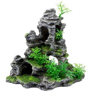 lot 5370 image: Saim Aquarium Mountain View Stone Ornament, Artificial Mountain Hill View Stone Rock Cave Aquarium Decorations Fish Tank Decor for Betta Cichlids Hideaway Cave, Hermit Crab Hideout - Large