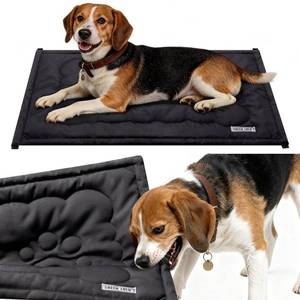 lot 5380 image: SHEENLULU Chew Proof Dog Bed, Chew Resistant Dog Crate Pad for Aggressive Chewers, Machine Washable Kennel Mat for Medium or Large Dogs, Black, 35x22