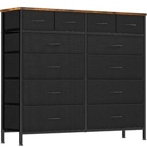 lot 5108 image: VASICAR Large Dresser for Bedroom with 12 Deep Drawers, Tall Fabric Drawer Dresser, Chest of Drawers for Closet, Nursery, Living Room, Laundry, Entryway, Hallway (Black)