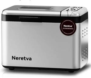 Neretva Bread Maker, 3.3LB Larger Bread Machine 15-in-1 Stainless Steel &amp; Nonstick Ceramic Pan &amp; Auto Nut Dispenser Breadmaker Machines Full Touch Panel with Gluten Free White Wheat Rye French Pizza