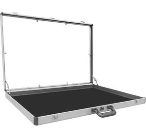 lot 5155 image: Portable Trade Show Display Case 32x22 Aluminum Polycarbonate Showcase with Lock - Large Table Top Sports Card Display Case for Jewelry, Trading Cards & Collectibles