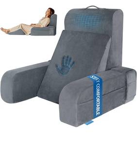 lot 5157 image: Kayfia Reading Pillow, 10 in 1 Back Pillow for Bed Sitting up with Detachable Arms Rest