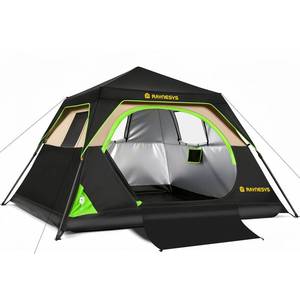 lot 5160 image: 6 Person Instant Tent, Camping Tent Setup in 60 Seconds, Waterproof Pop Up Tents for Camping with Top Rainfly, Instant Cabin Tents with Portable Carry Bag for Family Camp & Hiking, Black  Brown